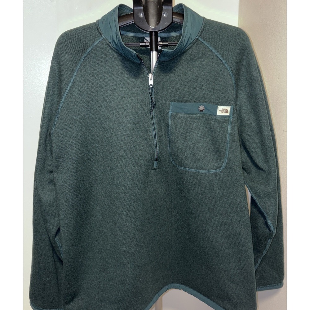 The North Face 1/4 Zip Pullover Men's Medium Olive Green Quarter Zip Fleece